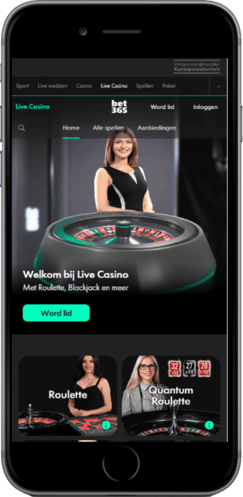 Live casino van Bet365 mobile casino